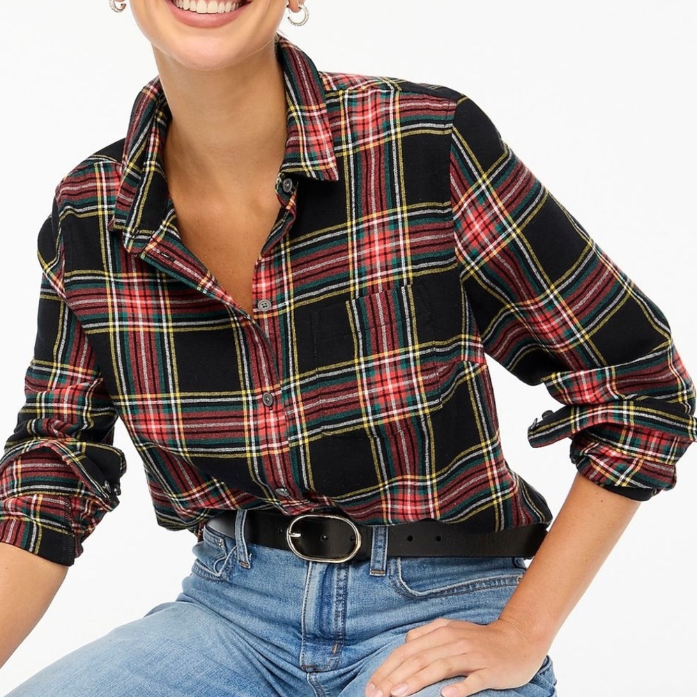 J. Crew Tartan Black Red Plaid Button-Down Shirt